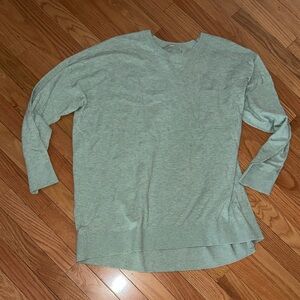 LOFT Sage Green Crewneck Pocket Tunic Sweater